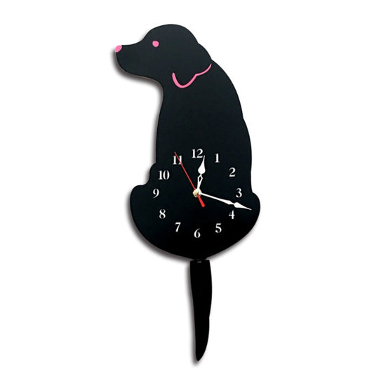 Home Office Bedroom Decoration Battery Operated Dog Shaped Wall Clock with Swinging Tails, Size : 42 x 18cm (Black) by bashfashion