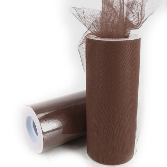 Fashion 20D Polyester Tulle Roll, Wedding Birthday Decoration Decorative Crafts Supplies, Total Length: 22.8m, Width:15cm(Brown) by bashfashion