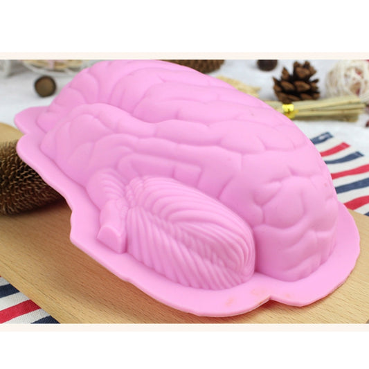 Human Brain Shape Silicone Baking Halloween Cake Mold Pudding Dessert Mold(Pink) by bashfashion