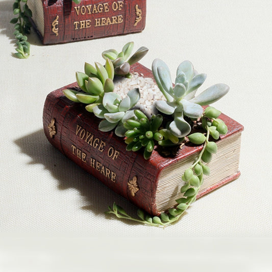 Retro Literature Book Pots Vintage Book Flower Pot Planter for Flower Cacti Herbs Plant Bed Box Case FlowerPot, Size: 10.5*8*5cm by bashfashion