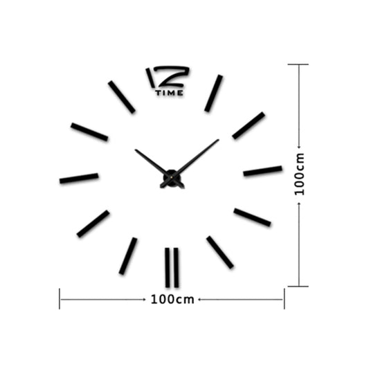 39 inch Bedroom Home Office Decoration Modern Frameless Large DIY 3D Mirror Wall Sticker Mute Clock(Black) by bashfashion