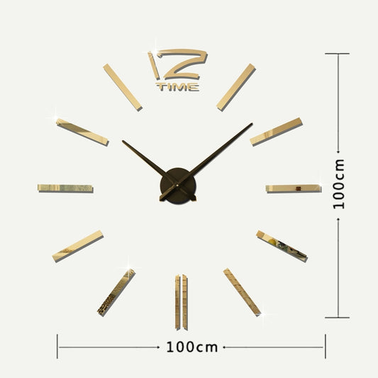 39 inch Bedroom Home Office Decoration Modern Frameless Large DIY 3D Mirror Wall Sticker Mute Clock(Gold) by bashfashion