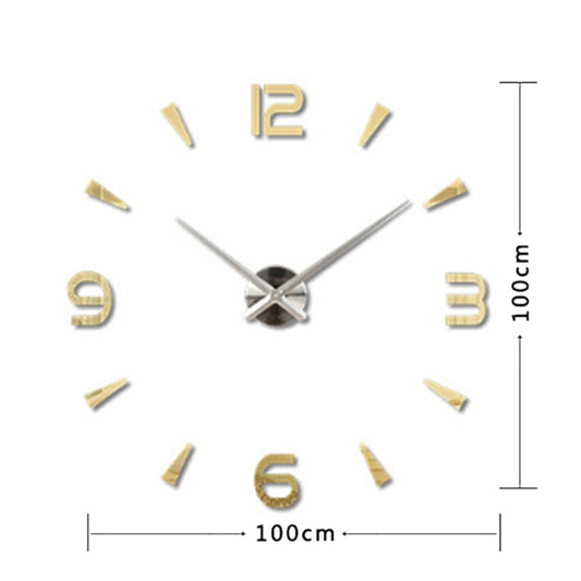 Bedroom Home Decoration Watch Frameless 3D Mirror Large DIY Wall Sticker Mute Clock, Size: 100*100cm(Gold) by bashfashion