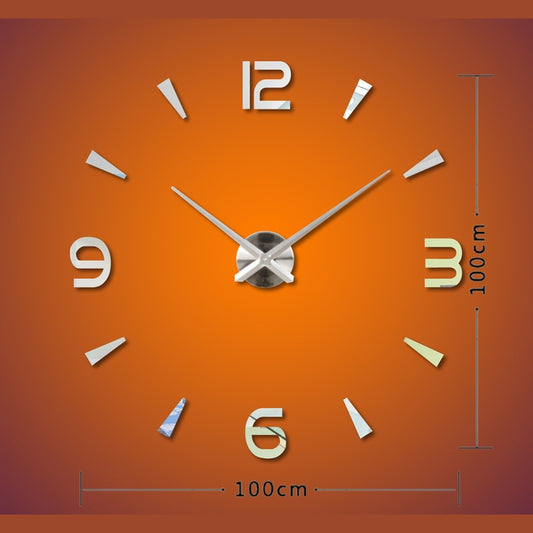 Bedroom Home Decoration Watch Frameless 3D Mirror Large DIY Wall Sticker Mute Clock, Size: 100*100cm(Silver) by bashfashion