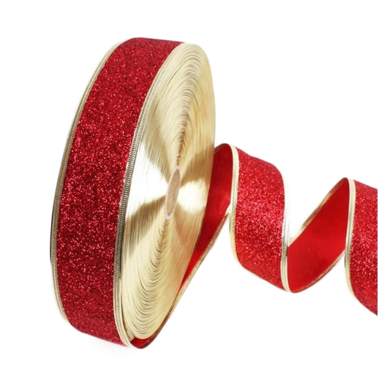2m Christmas Party Decoration Glitter Powder Christmas Tree Decoration Ribbon(Dark Red) by bashfashion