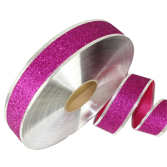 2m Christmas Party Decoration Glitter Powder Christmas Tree Decoration Ribbon(Magenta) by bashfashion