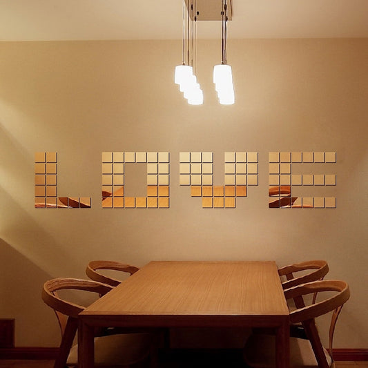 100 PCS Square Crystal Mosaic Mirror Acrylic Stereo Wall Stickers Creative Background Home Living Room Wall Sticker,Size:2*2cm(Gold) by bashfashion