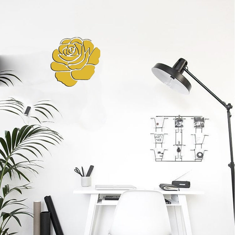 3D Flower Pattern Mirror Acrylic Wall Stickers Creative Home Living Room Wall Sticker Decor,Size:22*22cm(Gold) by bashfashion