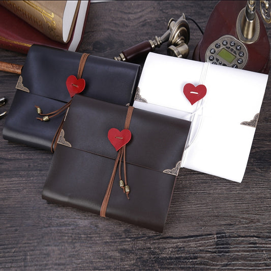 DIY Creativity Loose-leaf Imitation Leather Retro Love Heart Lock Pattern Commemorative Photo Album, Size: L by bashfashion