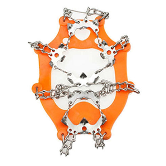 One Pair 19 Teeth Anti-Slip Ice Gripper Hiking Climbing Chain Shoes Covers, Size: M(Orange) by bashfashion