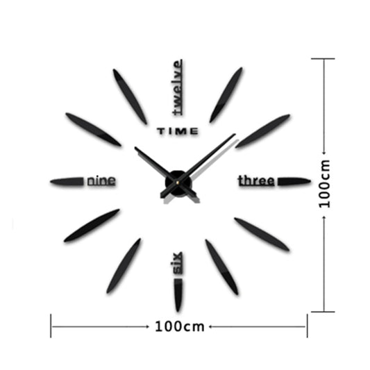 Bedroom Home Decor Large 3D Mirror DIY Wall Sticker Clock, Size: 100*100cm(Black) by bashfashion
