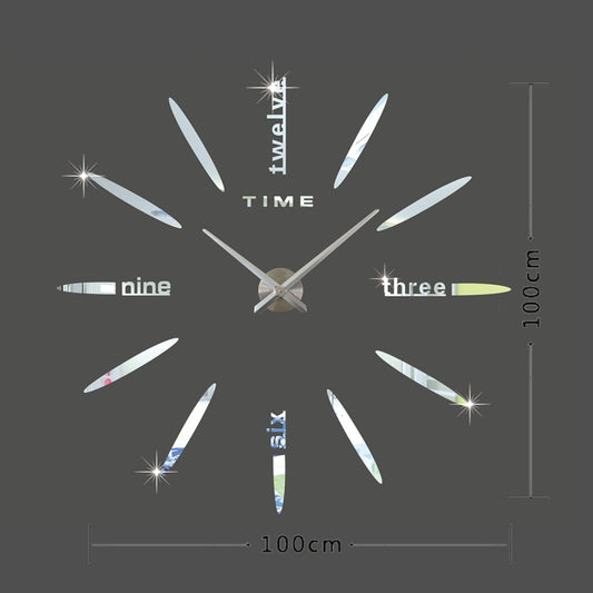 Bedroom Home Decor Large 3D Mirror DIY Wall Sticker Clock, Size: 100*100cm(Silver) by bashfashion