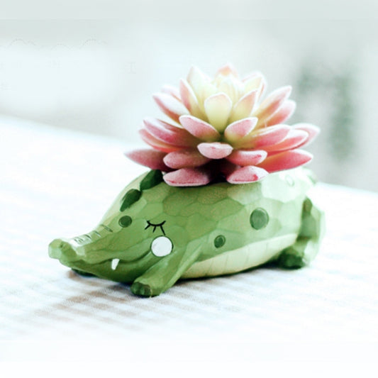 Lovely Home Garden Office Resin Cartoon Animal Crocodile Shaped Plant Flower Pot Decoration Animal Flower Pots Planter by bashfashion