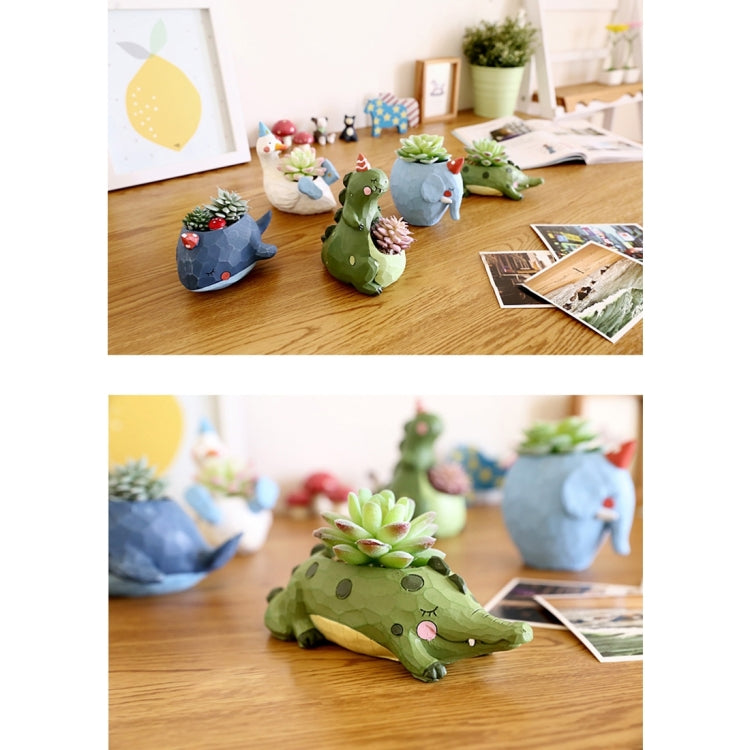 Lovely Home Garden Office Resin Cartoon Animal Crocodile Shaped Plant Flower Pot Decoration Animal Flower Pots Planter by bashfashion