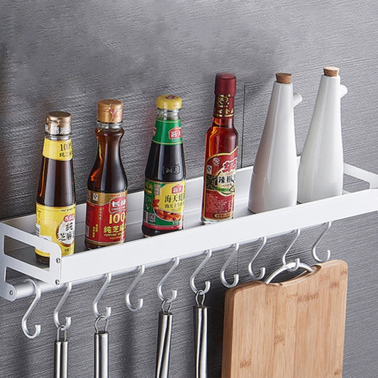 70cm 10 Hooks Kitchen Multi-function Wall Hanging Holder Seasoning Storage Rack (Silver) by bashfashion