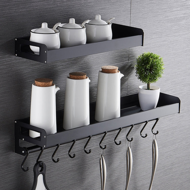 80cm 10 Hooks Kitchen Multi-function Wall Hanging Holder Seasoning Storage Rack(Black) by bashfashion