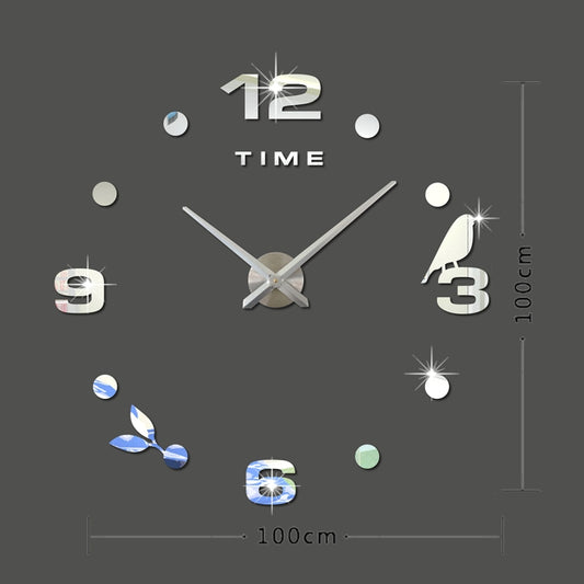 Bedroom Home Office Decoration Frameless Large Size DIY 3D Mirror Surface Wall Stickers Quiet Clock, Size: 100*100cm(Silver) by bashfashion