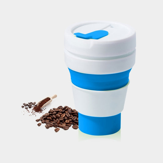 350ml Outdoor Pocket-Sized Coffee Tea Collapsible Travel Mug Silicone Cup with Lid (Blue) by bashfashion
