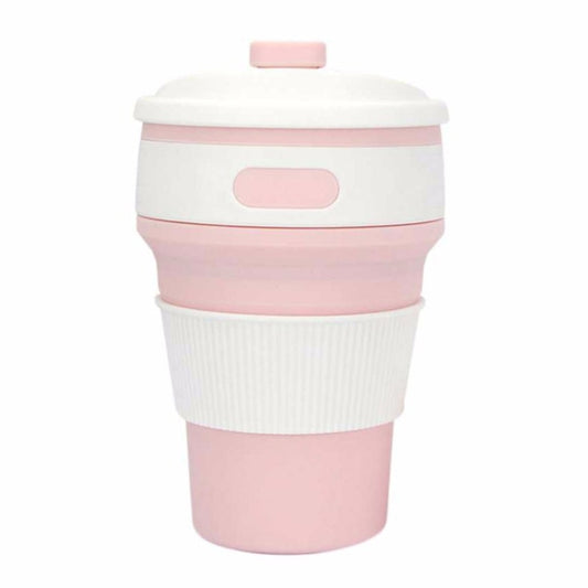 350ml Folding Portable Silicone Coffee Cup Multi-function Travel Cup (Pink) by bashfashion