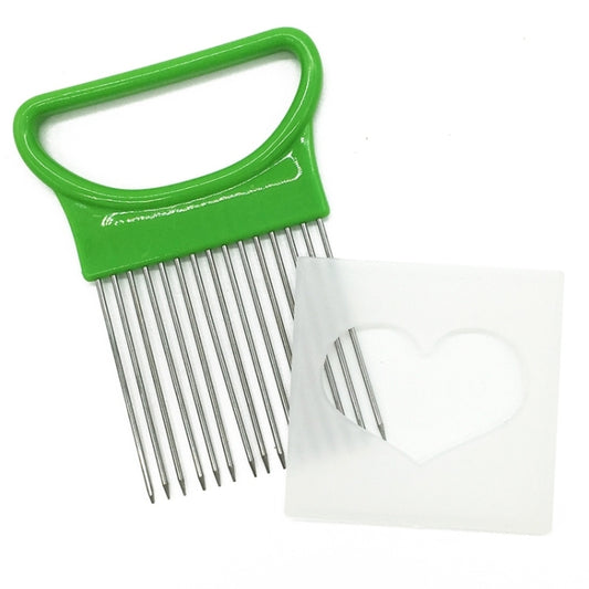 Stainless Steel Vegetable Onion Cutter Holder Meat Needle Kitchen Tools(Green) by bashfashion