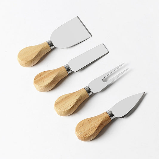 kn603 4 in 1 Wooden Handle Stainless Steel Cheese Knife Baking Tool Set by bashfashion