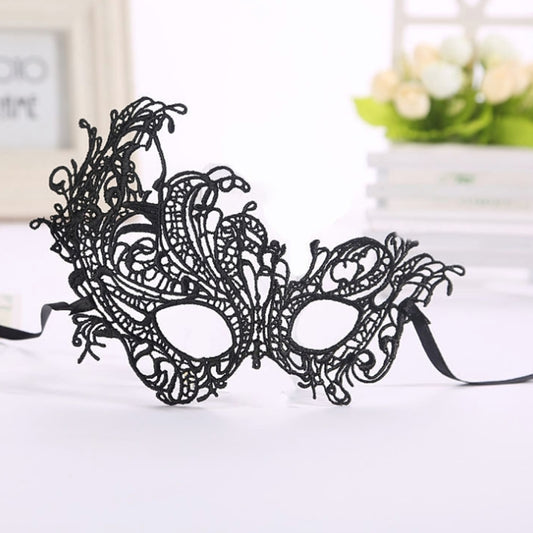 Halloween Masquerade Party Dance Sexy Lady Lace Phoenix Mask(Black) by bashfashion