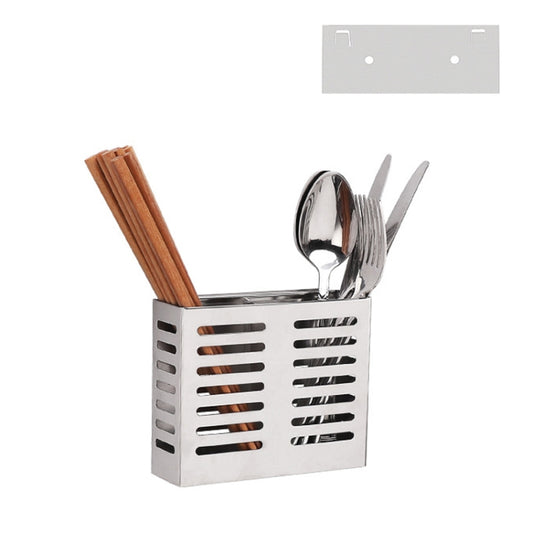 304 Stainless Steel Wall-mounted Kitchen Rack Hanging Knife Holder Double Cage Chopsticks Canister by bashfashion