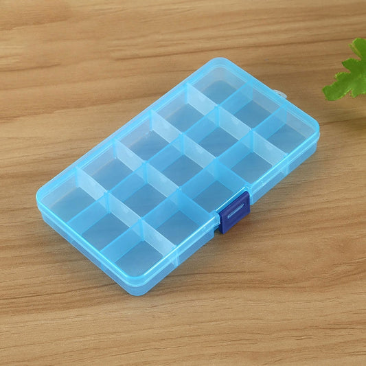 Removable Grid Plastic 15 Slots Box Organizer for Jewelry Earring Fishing Hook Small Accessories(Baby Blue+Blue) by bashfashion