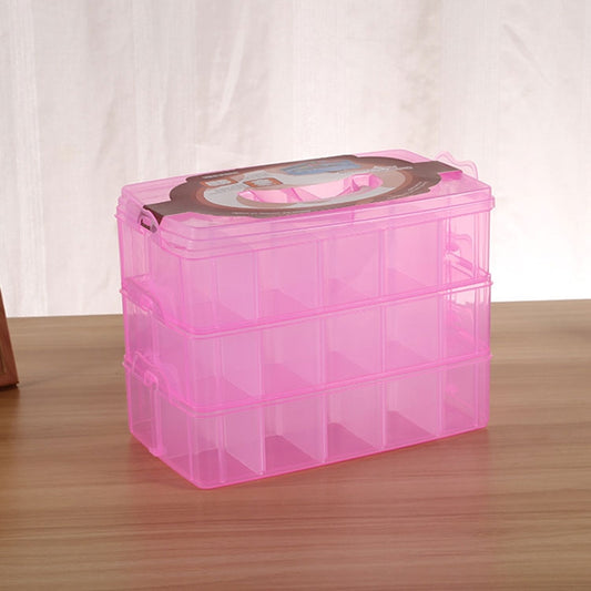 Large Storage Box Three Layer Large 36 Slots Plastic Craft Accessories Beards Jewelry Storage Box Container Home Organizer(Pink) by bashfashion