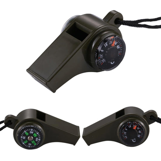 3 in 1 Outdoor Mini Multi-function Portable Handheld Lifesaving Whistle Compass Thermometer by bashfashion