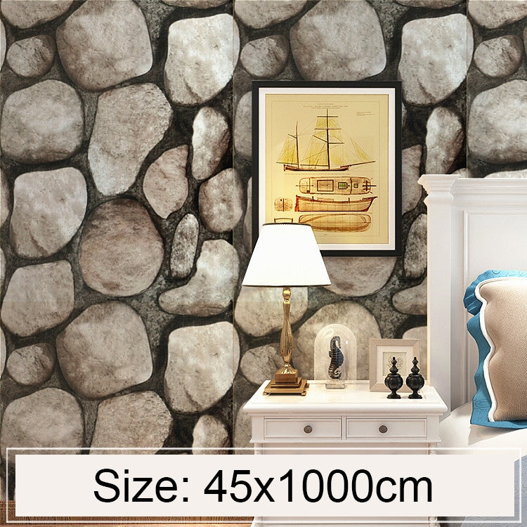 Boulder Creative 3D Stone Brick Decoration Wallpaper Stickers Bedroom Living Room Wall Waterproof Wallpaper Roll, Size: 45 x 1000cm by bashfashion
