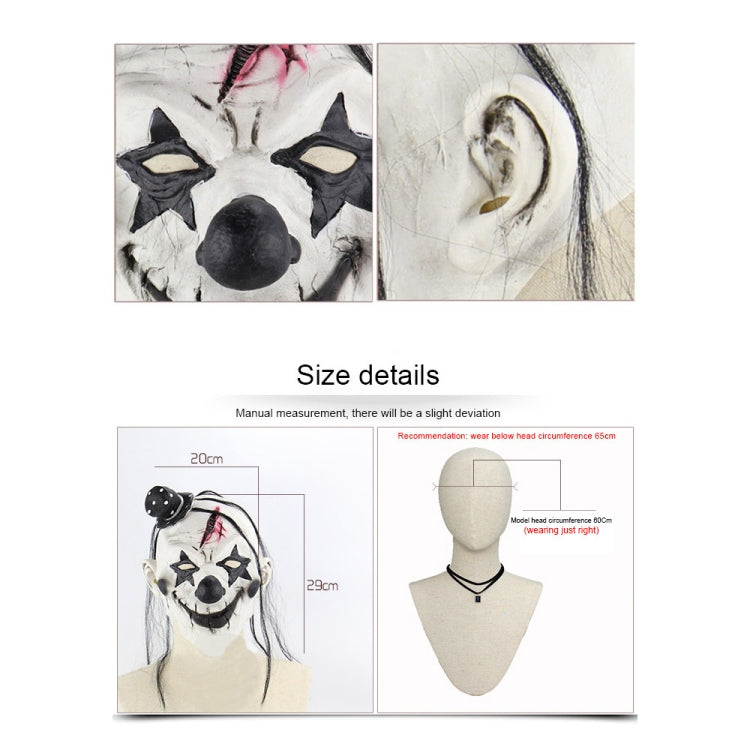 Halloween Festival Party Latex Devil Clown Frightened Mask Headgear, with Hair by bashfashion