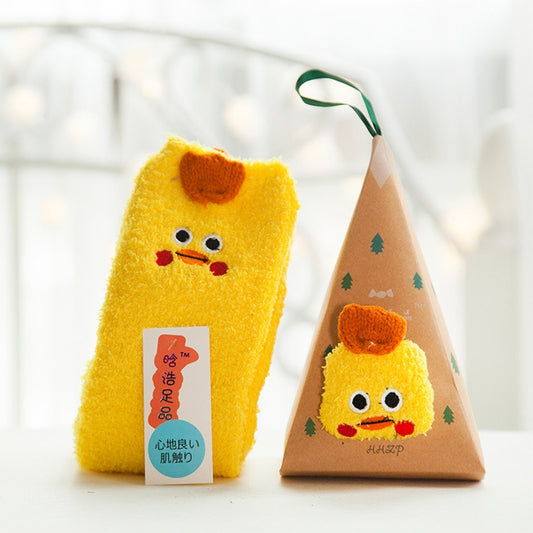 Winter Coral Velvet Thick Warm Cartoon Adult Socks, Stereoscopic Animal Pattern Christmas Boxed Gift Socks, Random Style Delivery by bashfashion