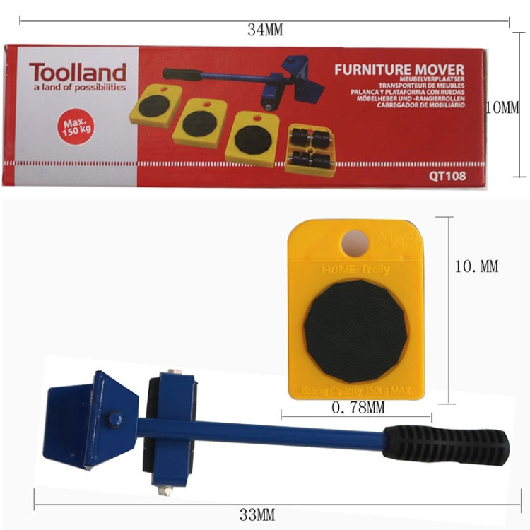 Heavy Furniture Home Trolley Lift And Move Slides Kit 4 Rollers & Furniture Lifter Mover Transport Set(Yellow) by bashfashion