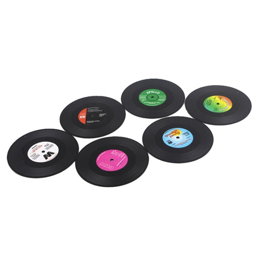 6 PCS/Set Retro Black Vinyl CD Record Drink Coasters Home Table Cup Mat Decor Coffee Drink Placemat Tableware Spinning, Diameter: 10.7cm by bashfashion