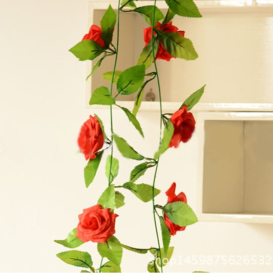 Simulation of Rattan Flowers Artificial Flowers Fake Simulation Champagne Rose Ivy Vine Hangings Garlands for Home Wedding Decoration, Length: 2.5m, Random Color Delivery by bashfashion
