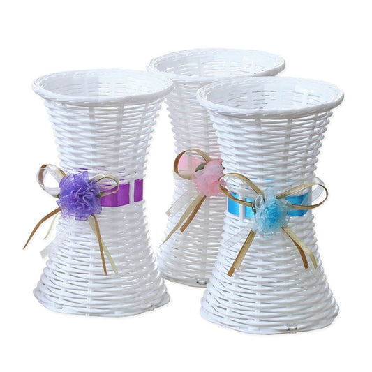 Plastic Flower Pots Medium Size Flower Pots Fashion Balcony Garden Plant Planter Floral Vase Home Decoration, Ribbon Random Color Delivery by bashfashion