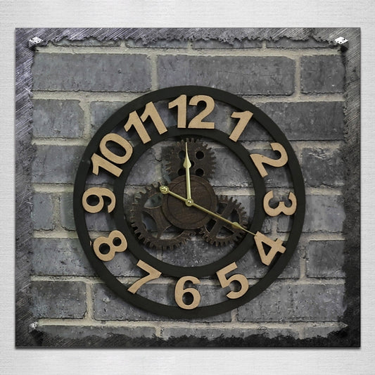 Originality American Industrial Style Wood Vintage Old Gear Wall Clock (Gold) by bashfashion