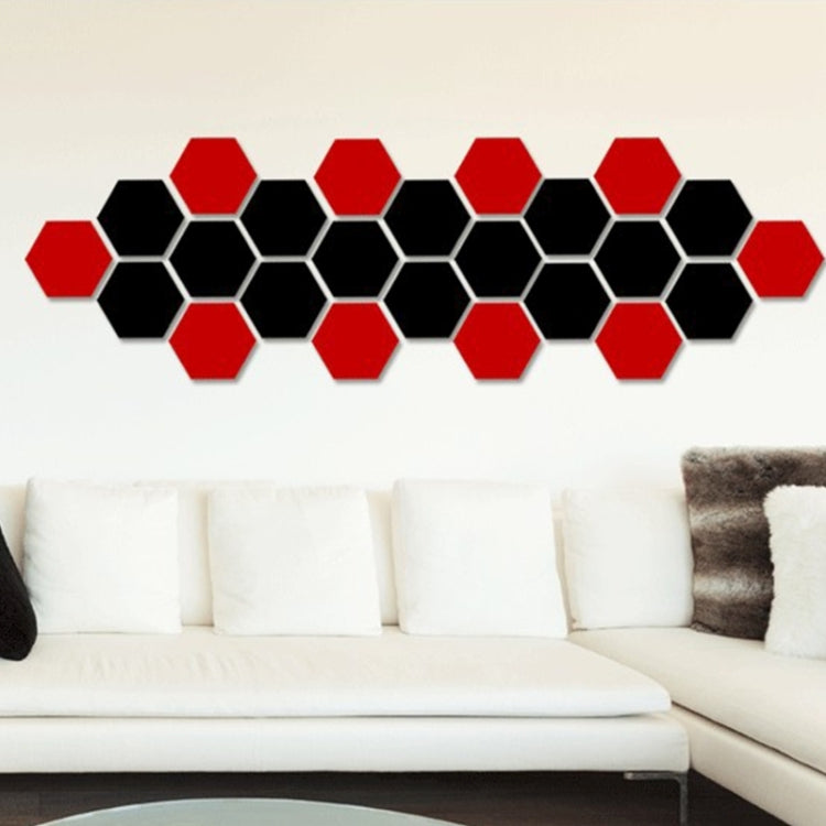 12 PCS 3D Hexagonal Mirror Wall Stickers Set, Size: 10*10cm(Black) by bashfashion
