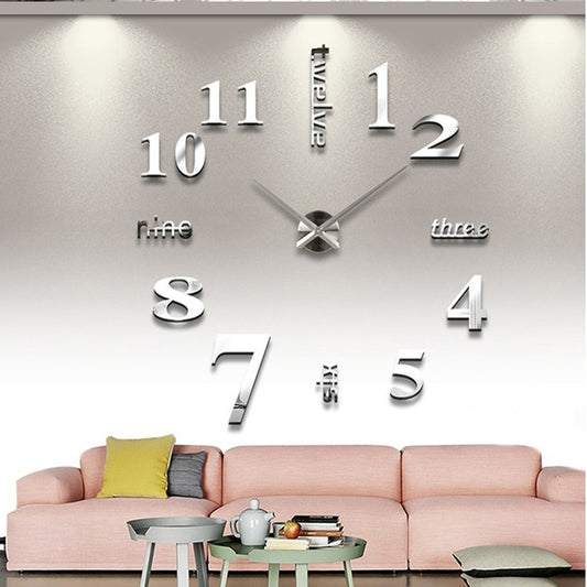 Creative 3D Mirror DIY Wall Sticker Clock, Size: 120*120cm(Silver) by bashfashion
