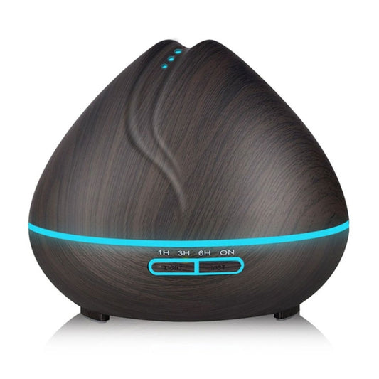 Peach Shape Wood Grain Remote Control Ultrasonic Humidifier Aromatherapy Machine Automatic Alcohol Sprayer with LED Lights, Capacity: 400mL, US Plug (Dark Wood Color) by bashfashion