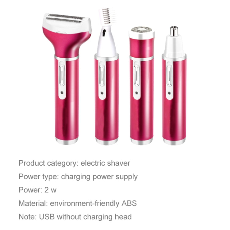 4 In 1 USB Rechargeable Vibrissa Eyebrows Trimmer Body Hair Denuding Machine Set with USB Cable(Purple) by bashfashion