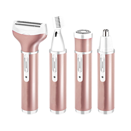 4 In 1 USB Rechargeable Vibrissa Eyebrows Trimmer Body Hair Denuding Machine Set(Rose Gold) by bashfashion