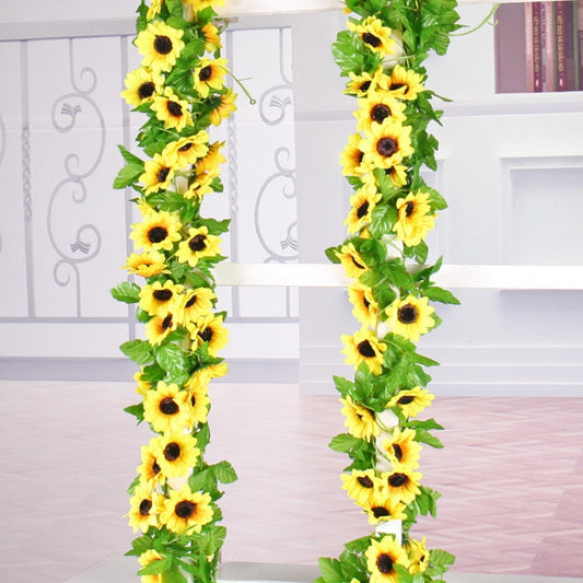 2 PCS Sunflower Artificial Flower Interior Background Wall Window Decoration, Length: 2.6m by bashfashion
