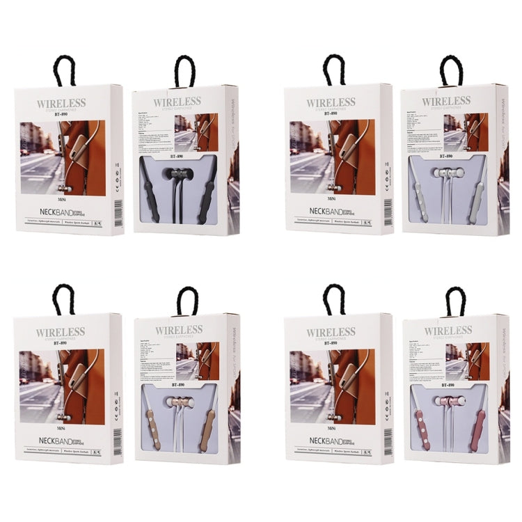 BT-890 Bluetooth 4.2 Hanging Neck Design Bluetooth Headset, Support Music Play & Switching & Volume Control & Answer(Silver) by bashfashion