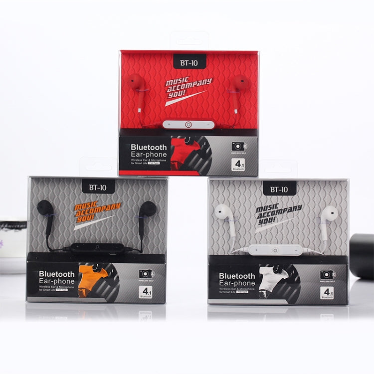 BT-10 Wireless Bluetooth Ear Headphone Sports Headset with Microphones, for Smartphone, Built-in Bluetooth Wireless Transmission, Transmission Distance: within 10m(Red) by bashfashion