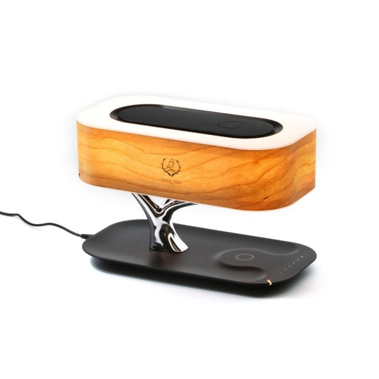 Tree Light Bluetooth Speaker Desk Lamp Phone Wireless Charger, UK Plug by bashfashion