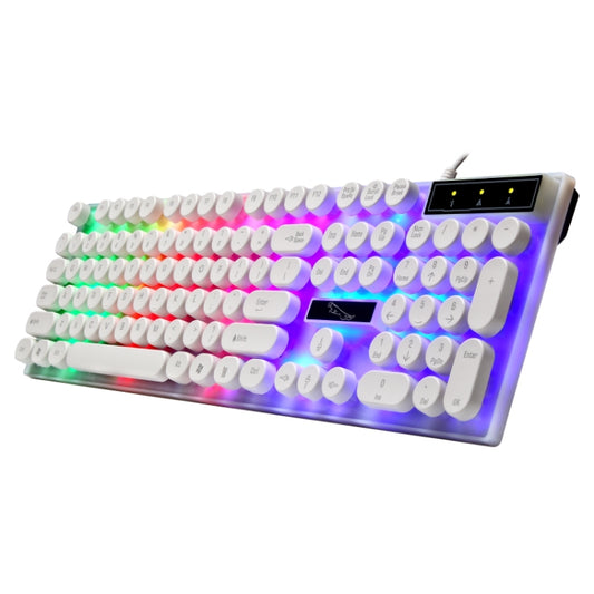 Chasing Leopard G21 USB 104-keys Waterproof Floating Round Punk Keycap Colorful Backlight Mechanical Feel Wired Keyboard, Length: 1.3m(White) by bashfashion