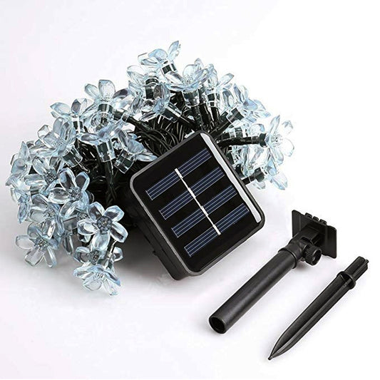 Peach Blossom Shape 50 LEDs Outdoor Garden Waterproof Christmas Spring Festival Decoration Solar Lamp String(Warm White) by bashfashion