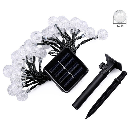 50 LEDs Bubble Ball Outdoor Garden Waterproof Christmas Spring Festival Decoration Solar Lamp String(Colour) by bashfashion